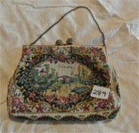 Antique Ladies Tapestry Evening Bag