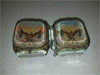 2 Civil War era beveled glass jewelry caskets