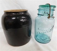 Antique crock canning jar, 7" tall - Ball Ideal