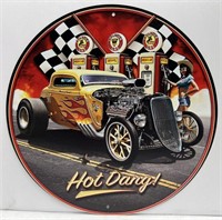 Blown Hot Rod Metal Sign 8" Diameter