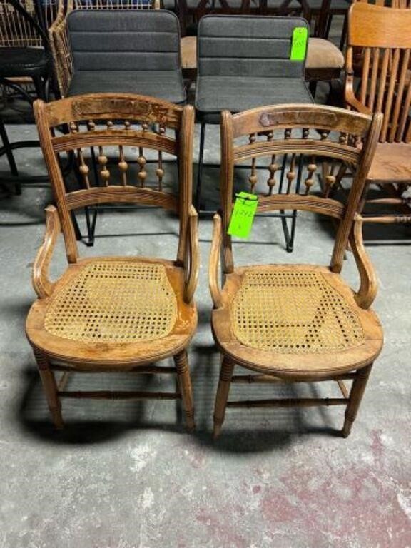 (2) Wooden Stick & Ball Chairs