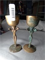 2 Naked Brass Goblets