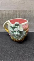 Early Art Nouveau China 3D Mug With Womans Face