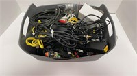 Flexible tote with connectors, chargers, USB