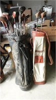 2 Bags of golf clubs *USED* w/ 1 used umbrella