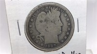 1907D Barber Half Dollar