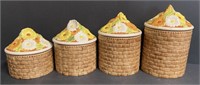 1973 Sammy Ann Basketweave Daisy Ceramic 4pc