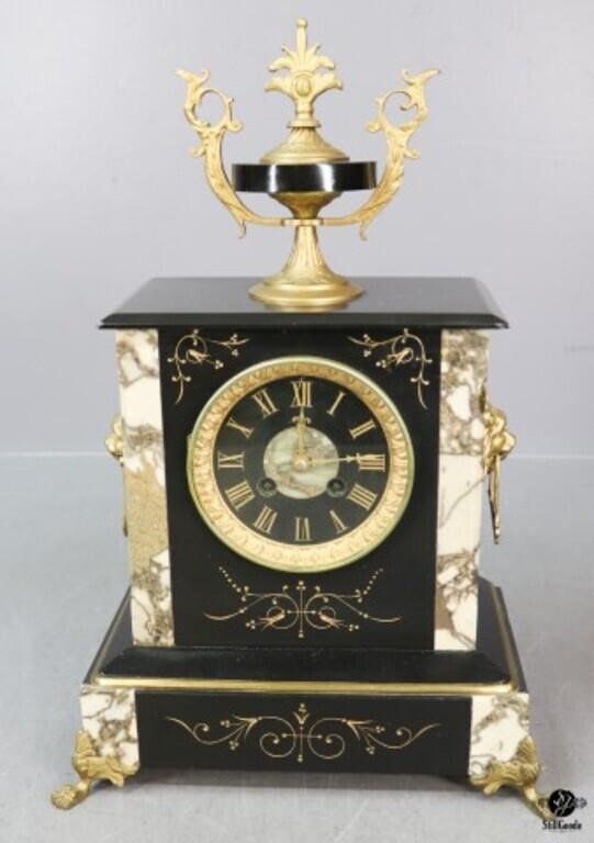 Marble & Brass Mantle Clock