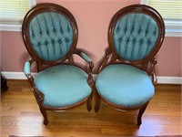 Pair of parlor chairs lady & gent