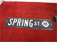 Vintage metal street sign. Spring St.