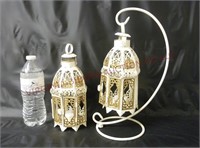 Metal Tea Light Lanterns & Hanger