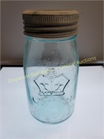 Aqua Blue Crown Jar