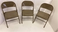 Set Of 3 Folding Chairs Metal Gray