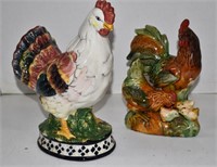 Two Vintage Rooster Figurines