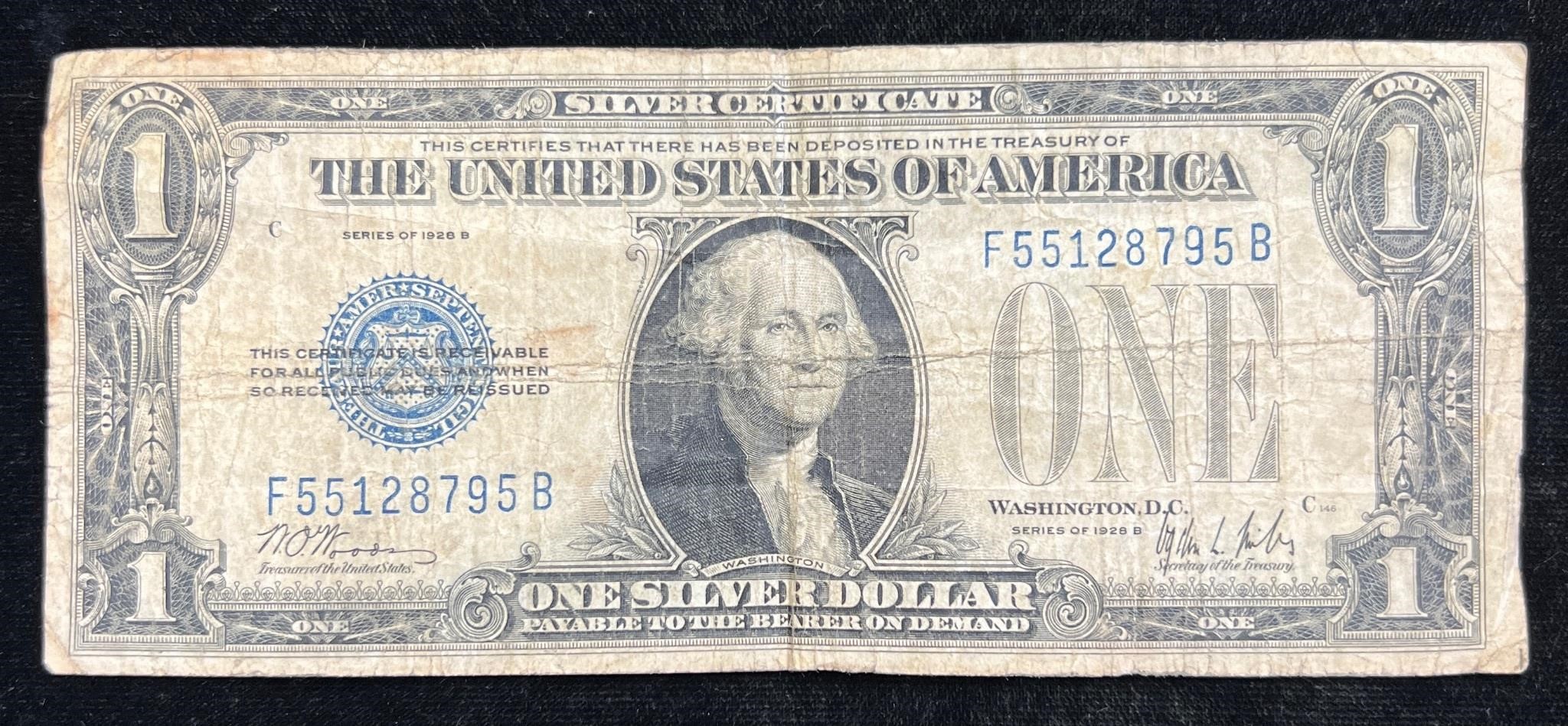 1928 B $1 Funny Back Silver Certificate