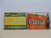 Two Vintage Coca Cola Advertising Sign