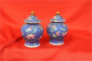 A Pair of Vintage Chinese Miniature Ginger Jar