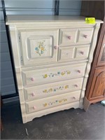 DIXIE 5 DRAWER ONE DOOR CHEST OF DRAWERS. 36 IN X