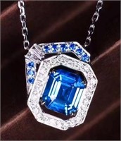 2.4ct Cornflower Blue Sapphire 18Kt Gold Necklace