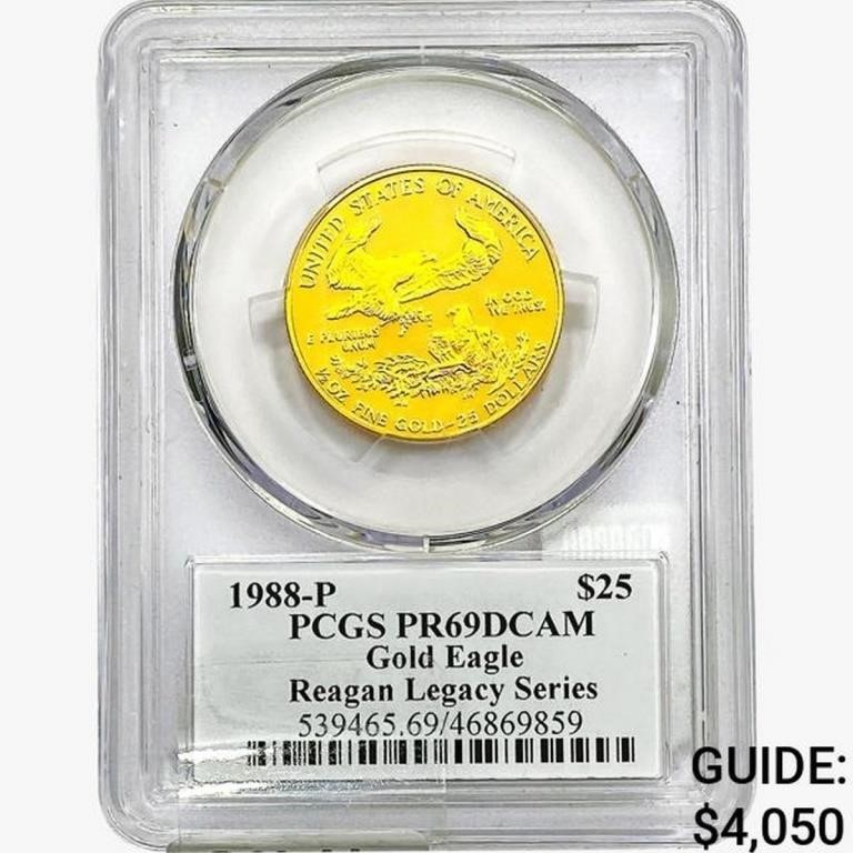 1988 US .50oz Gold $25 Eagle PCGS PR69 DCAM