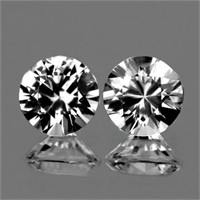 Natural  Diamond Cut White Zircon Pair 6.50 MM - F