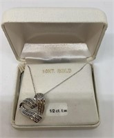 10kt Gold & Diamond Heart Pendant with Necklace