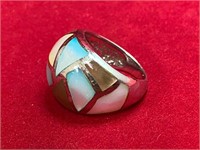 Sterling Mother of Pearl Mosaic Ring