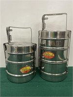 2 Classic Steels Tiffin lunch boxes