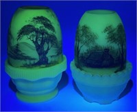 Hand Painted Fenton Burmese Uranium Fairy Lights