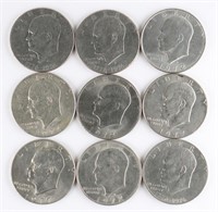 (9) x EISENHOWER ONE DOLLAR COINS