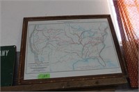 UNIQUE MAP PRINT OF THE TRAILS  THAT HEADED WEST