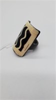 Carved Ebony Ring w/ Applied Design