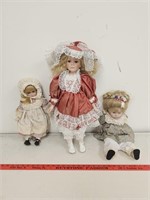 (3) Old Porcelain Dolls