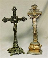 Gilt Florentine and Brass Altar Crucifixes.
