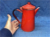 Cute vtg red enamelware coffee pot