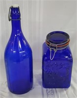 2 Cobalt Blue Bottles