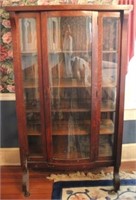 Vintage Empire Oak Curved Glass Cabinet