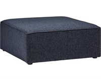 Modern Square Ottoman, Linen, 39"W, Denim