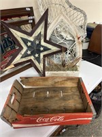 coca cola crate damaged, wooden window