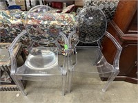 2PC HARD PLASTIC CLEAR ARM CHAIRS