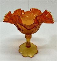 Orange Amberina Pedestal Vintage Cabbage Rose