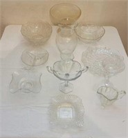 Clean Glass Serving Bowls, Serving Platter, Footed