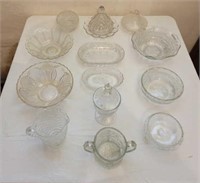 Clean Glass Butter Dish Serving Bowls, Footed Bowl