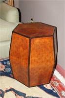Hexagonal Wooden and Leather Designed Stand