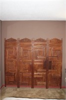 Carved 4-Panel Oriental Wooden Dressing Screen