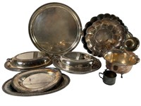 Large Lot Silver Plated Trays, Bowls, Barbour NS