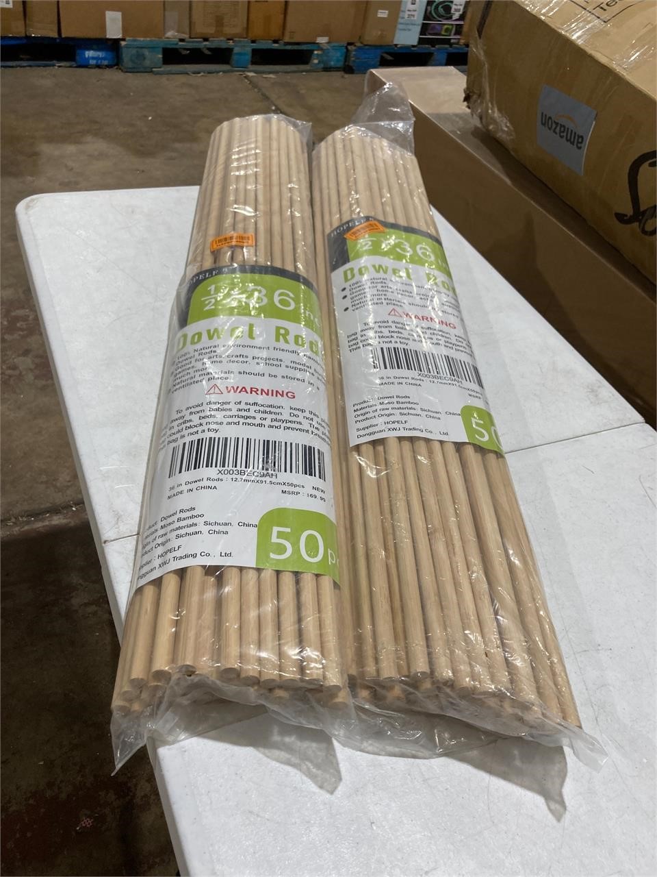 Lot of 2 50PCS Dowel Sticks - 1/2 x 36 Bamboo