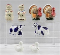 4 Pairs of Vintage Porcelain Salt Pepper Shakers