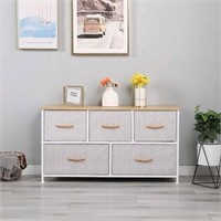 Somdot Wide Drawer Dresser with 5 Drawers Fabric C