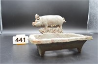 Cast iron soap dish with pig